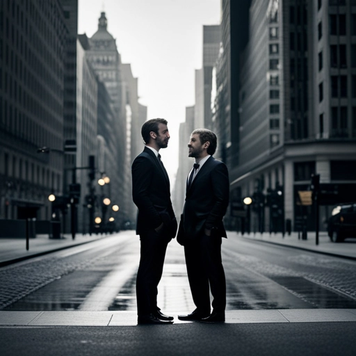two guys in suits talking to each other